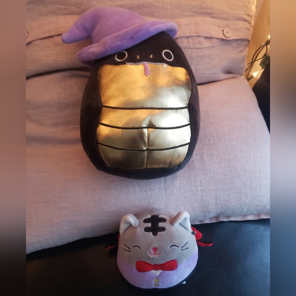 Squishmallow  Plush Toy Set with Gold and Black Cat